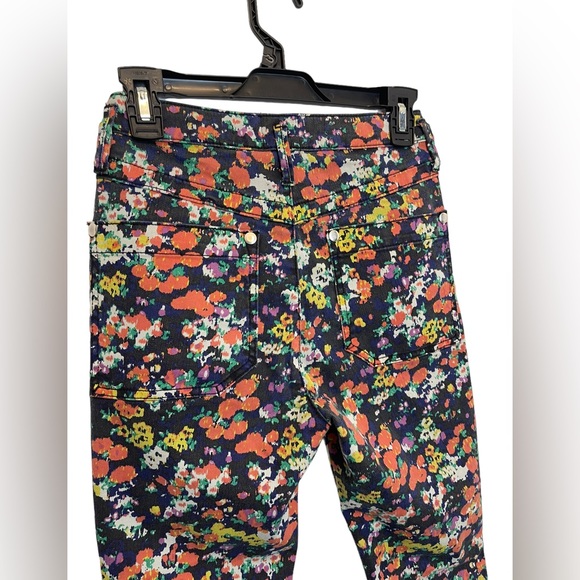 Meave By Anthropology Floral Motif Hi Waist Skinny Slit Jeans Size 26 - Picture 5 of 16